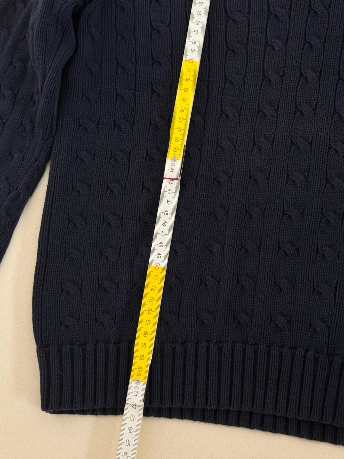 Pull col V torsadé Ralph Lauren Sport bleu marine taille XL - Photo 9/9
