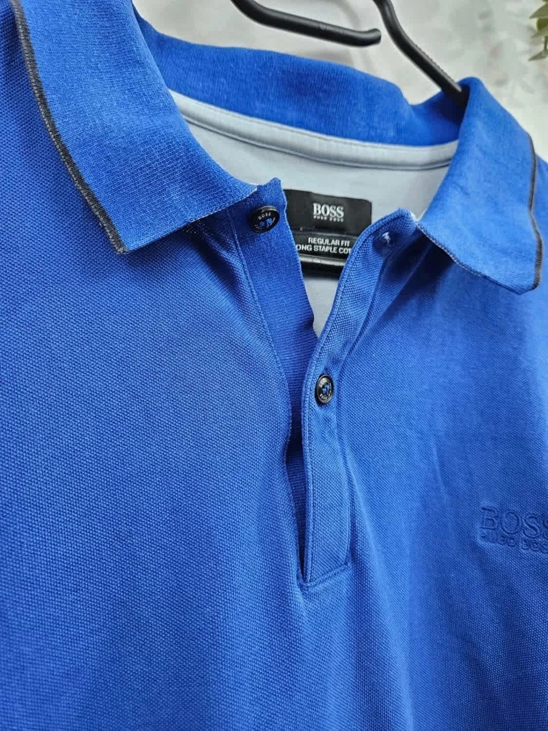 Mėlynas Hugo Boss polo marškinėliai su išsiuvu logotipu, dydis XXL – nuotrauka 3/8