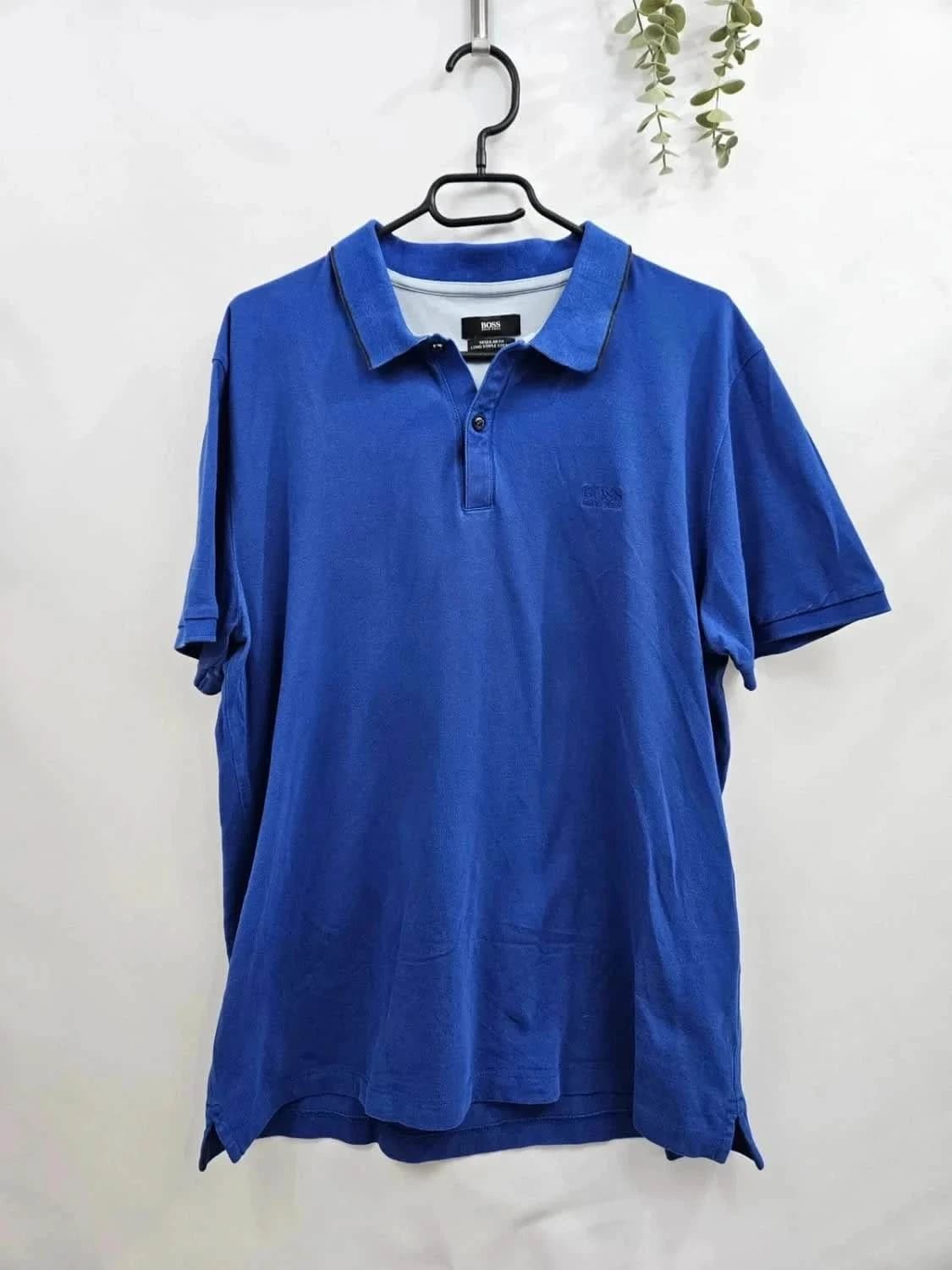 Mėlynas Hugo Boss polo marškinėliai su išsiuvu logotipu, dydis XXL – nuotrauka 2/8