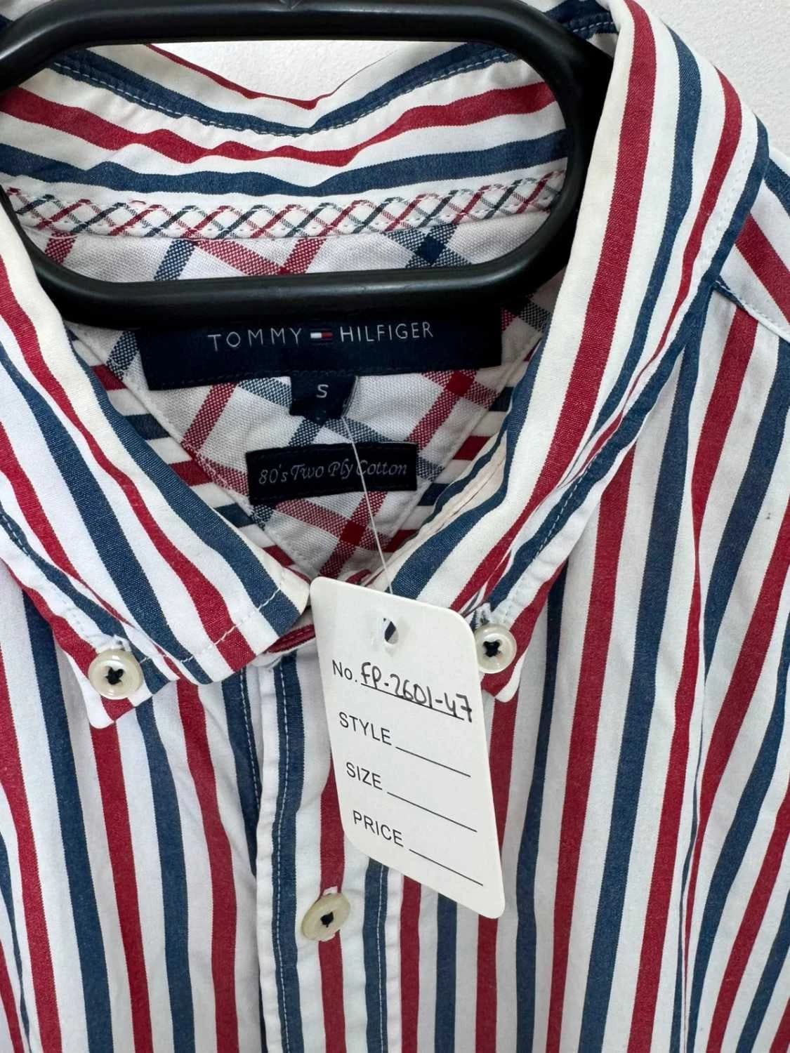 Cămașă din bumbac în dungi Tommy Hilfiger roșu albastru alb mărimea S - FP260147 - Fotografia 7/8