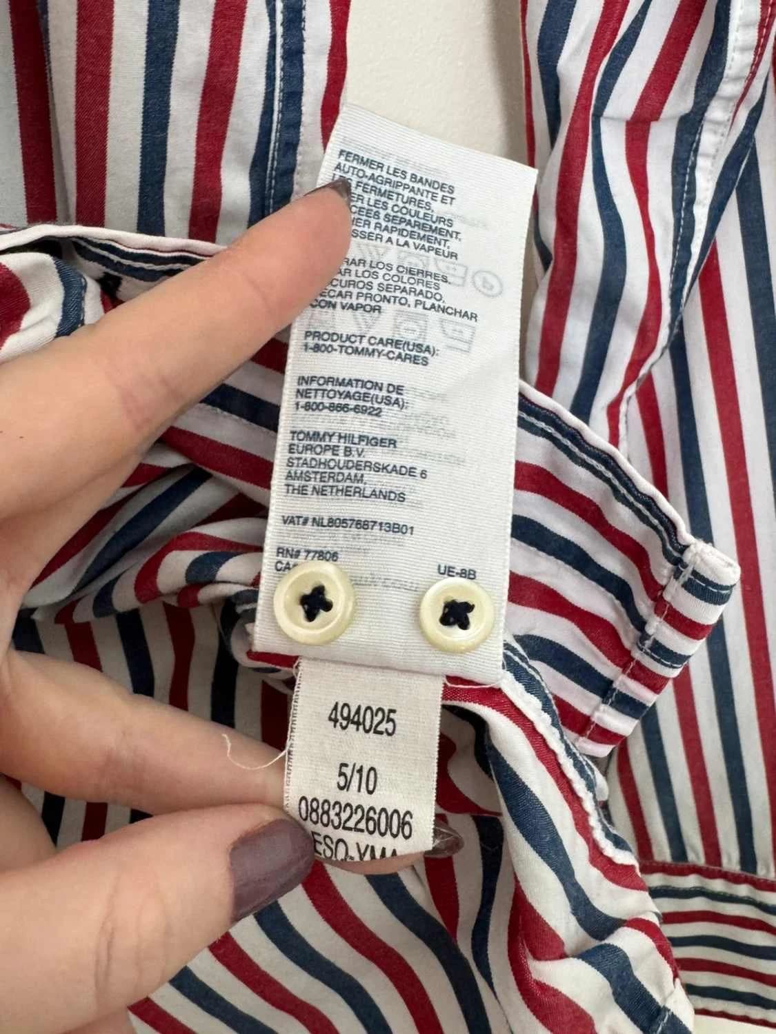 Cămașă din bumbac în dungi Tommy Hilfiger roșu albastru alb mărimea S - FP260147 - Fotografia 6/8
