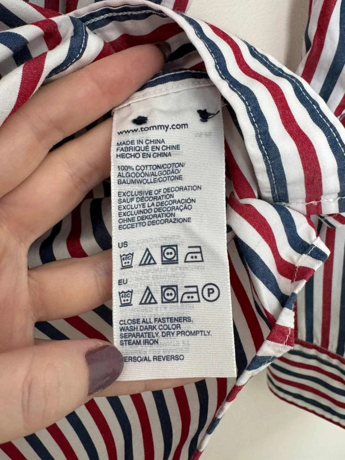 Cămașă din bumbac în dungi Tommy Hilfiger roșu albastru alb mărimea S - FP260147 - Fotografia 5/8