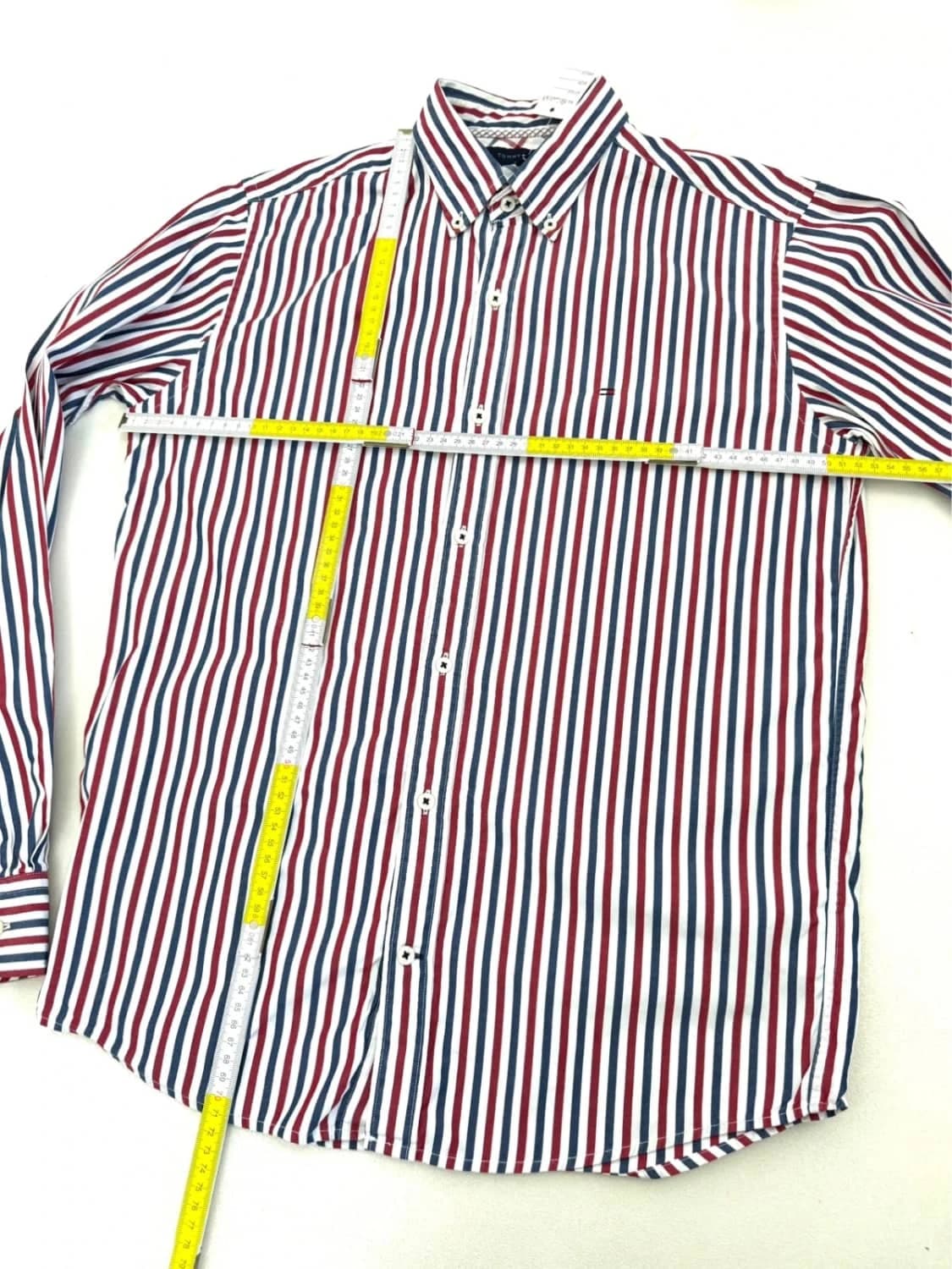 Cămașă din bumbac în dungi Tommy Hilfiger roșu albastru alb mărimea S - FP260147 - Fotografia 8/8