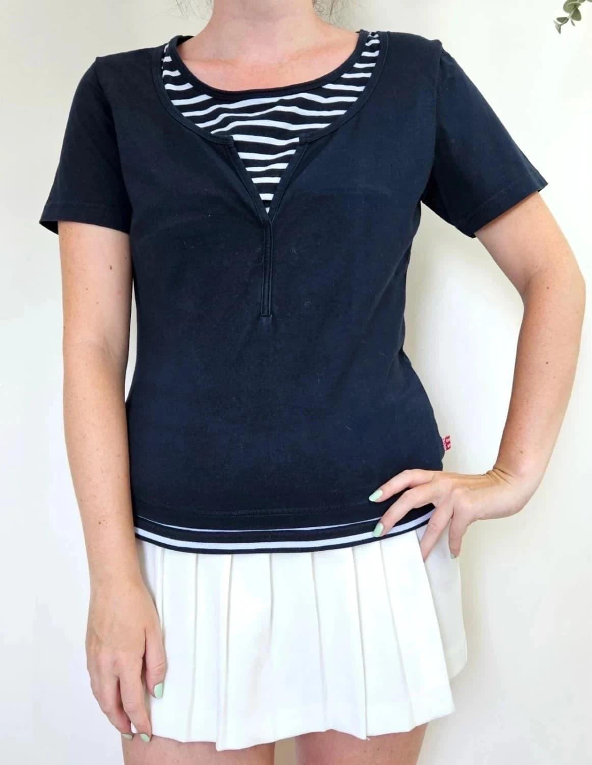 T-shirt bleu marine Grand Voile col marinière taille M - Photo 1/5