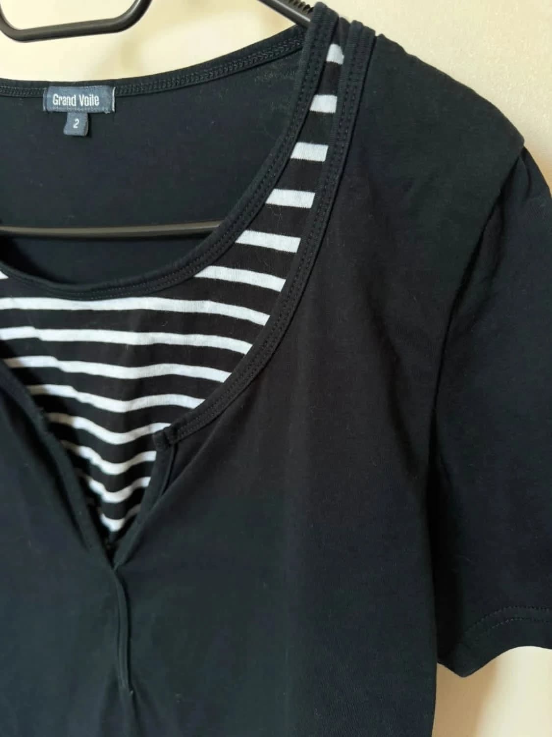 T-shirt bleu marine Grand Voile col marinière taille M - Photo 5/5