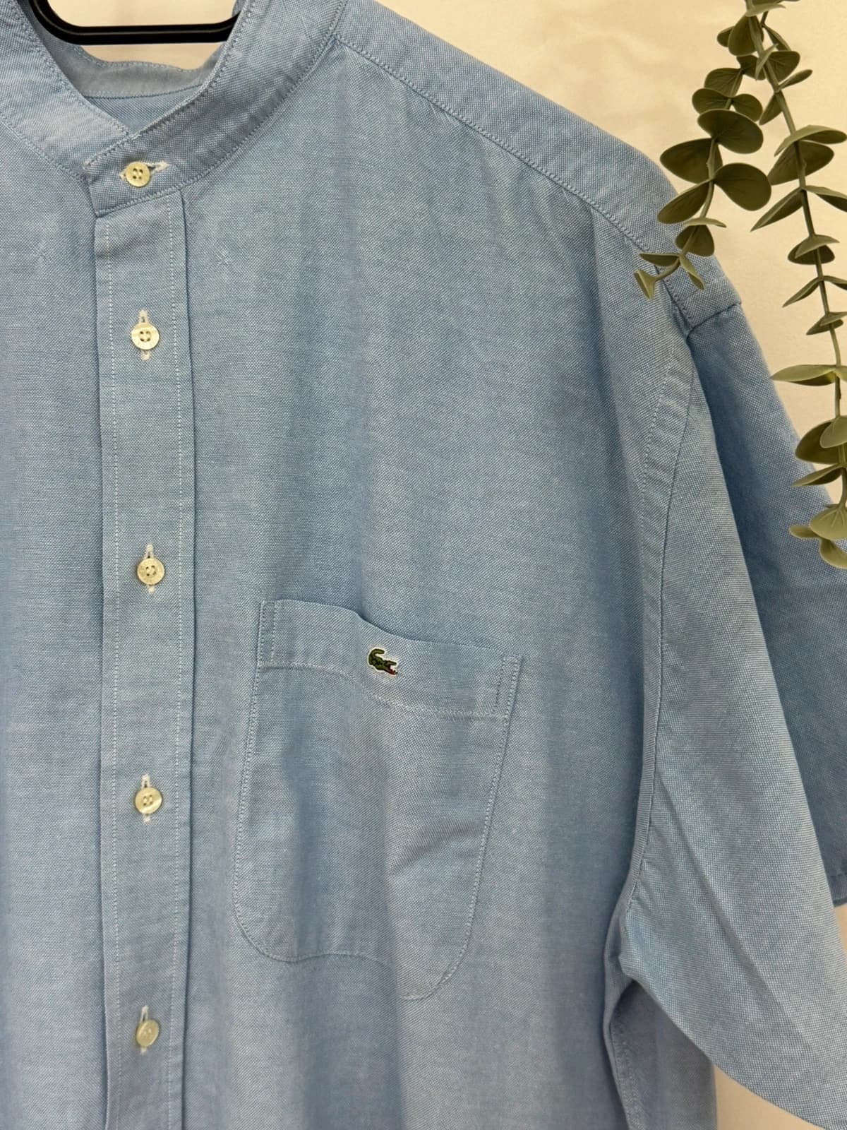 Overhemd met mao-kraag korte mouwen Lacoste katoen hemelsblauw maat 43/XXL - FP260177 - Foto 3/6