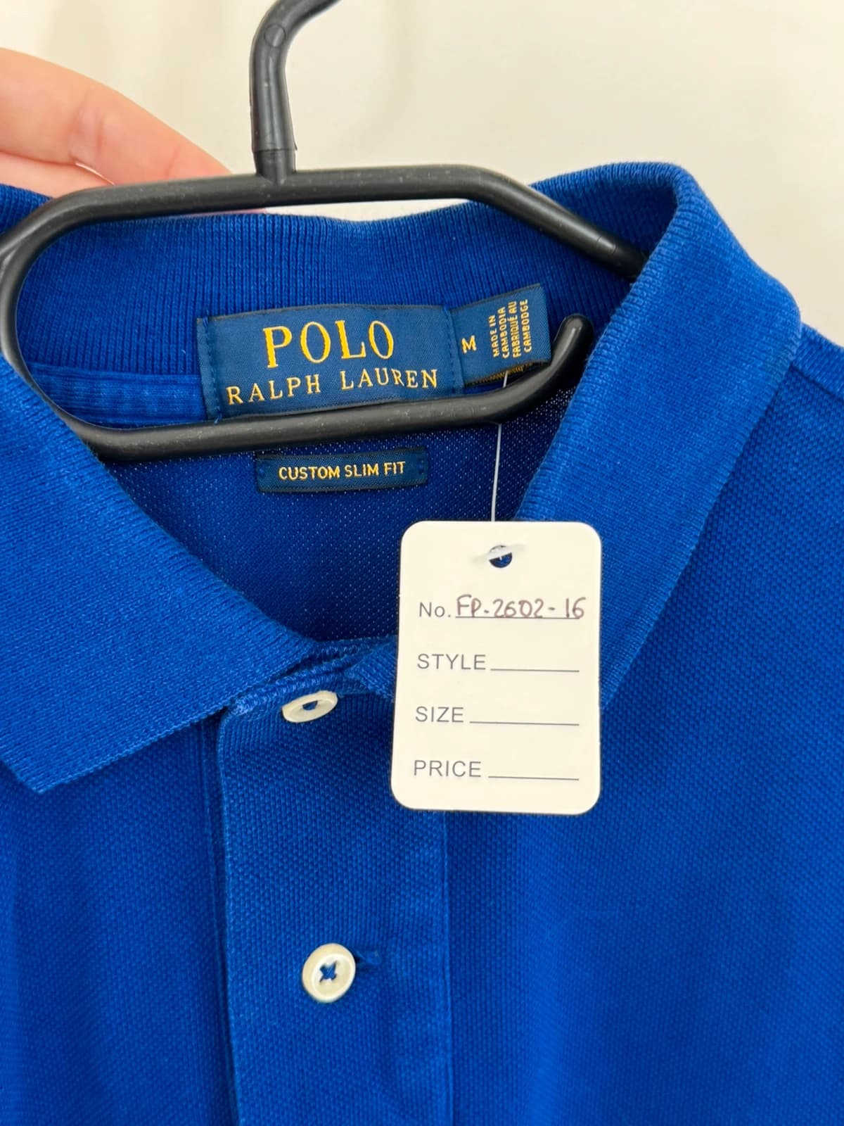 Polo piké Ralph Lauren elektricky modré custom slim fit velikost M - FP260216 – fotka 4/8