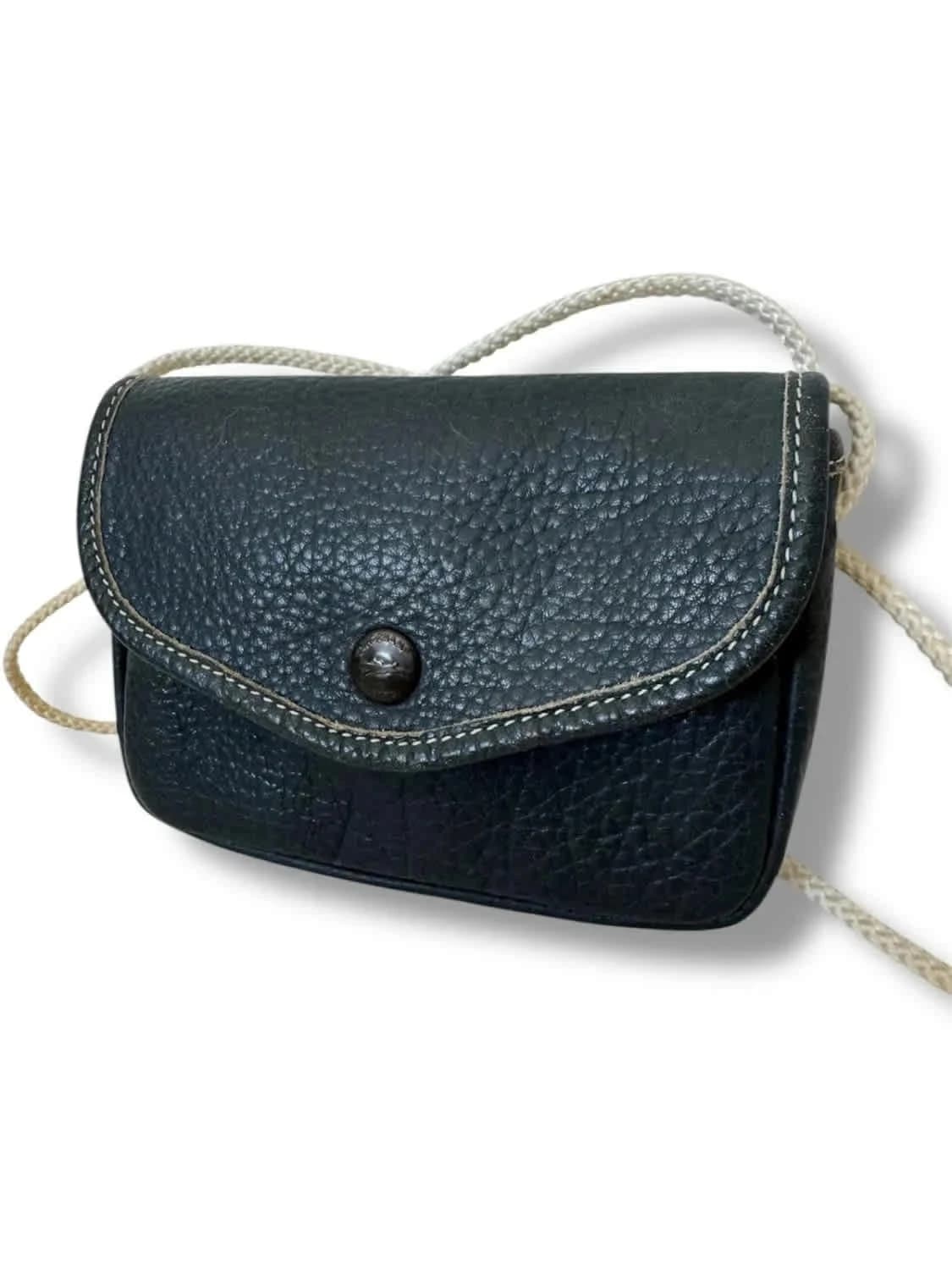 Mini sac bandoulière Longchamp vintage cuir bleu marine - Photo 2/9