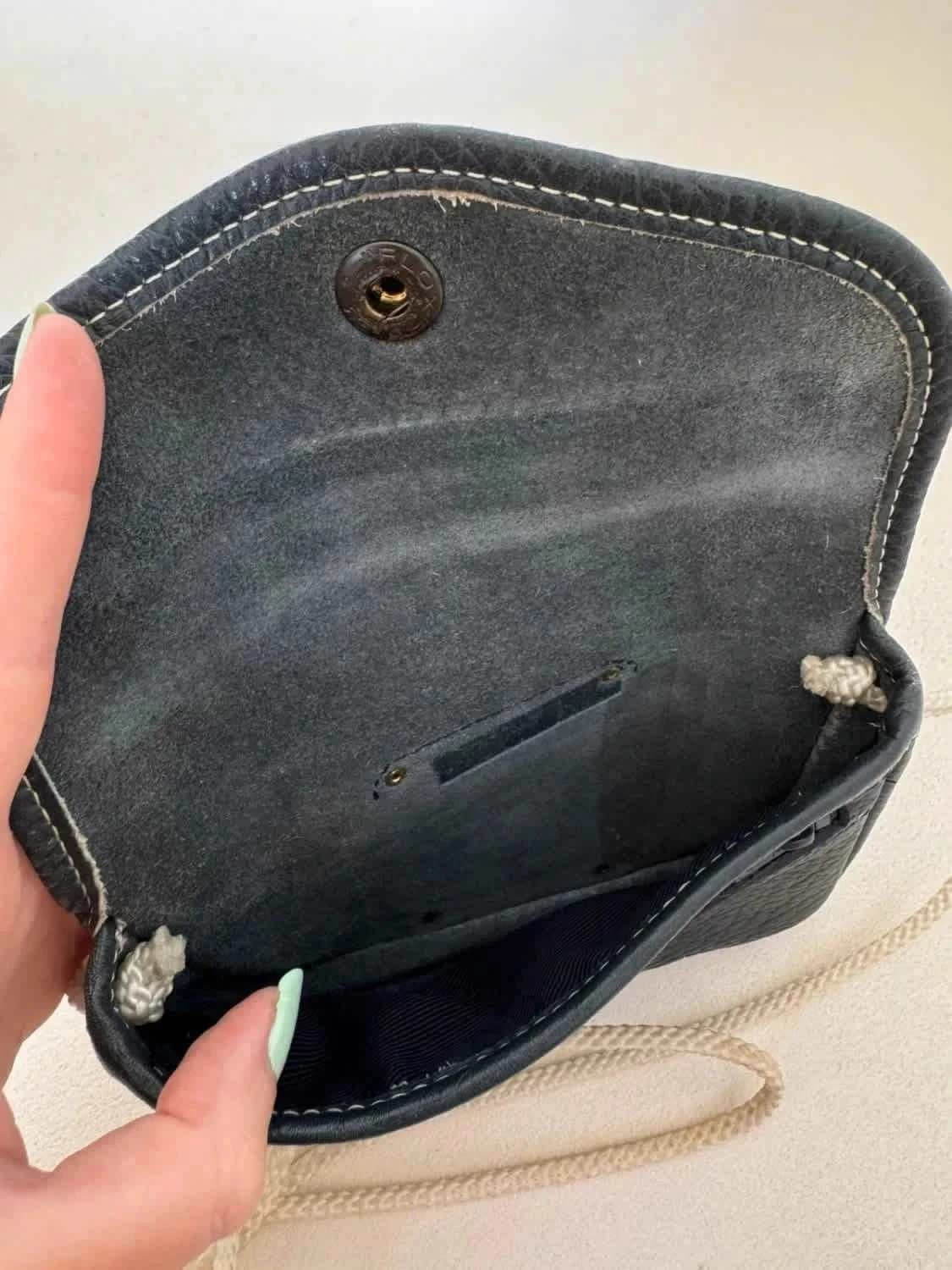 Mini sac bandoulière Longchamp vintage cuir bleu marine - Photo 4/9