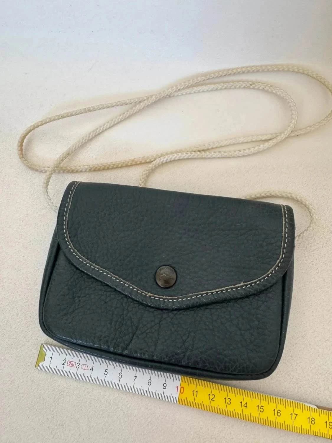 Mini sac bandoulière Longchamp vintage cuir bleu marine - Photo 8/9
