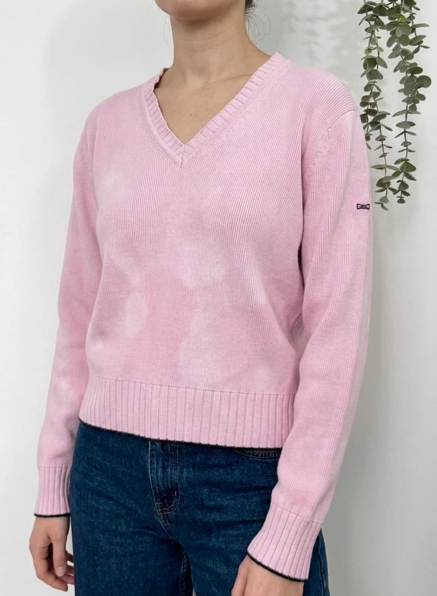 Pull coton Eden Park rose col V taille M - Photo 1/7