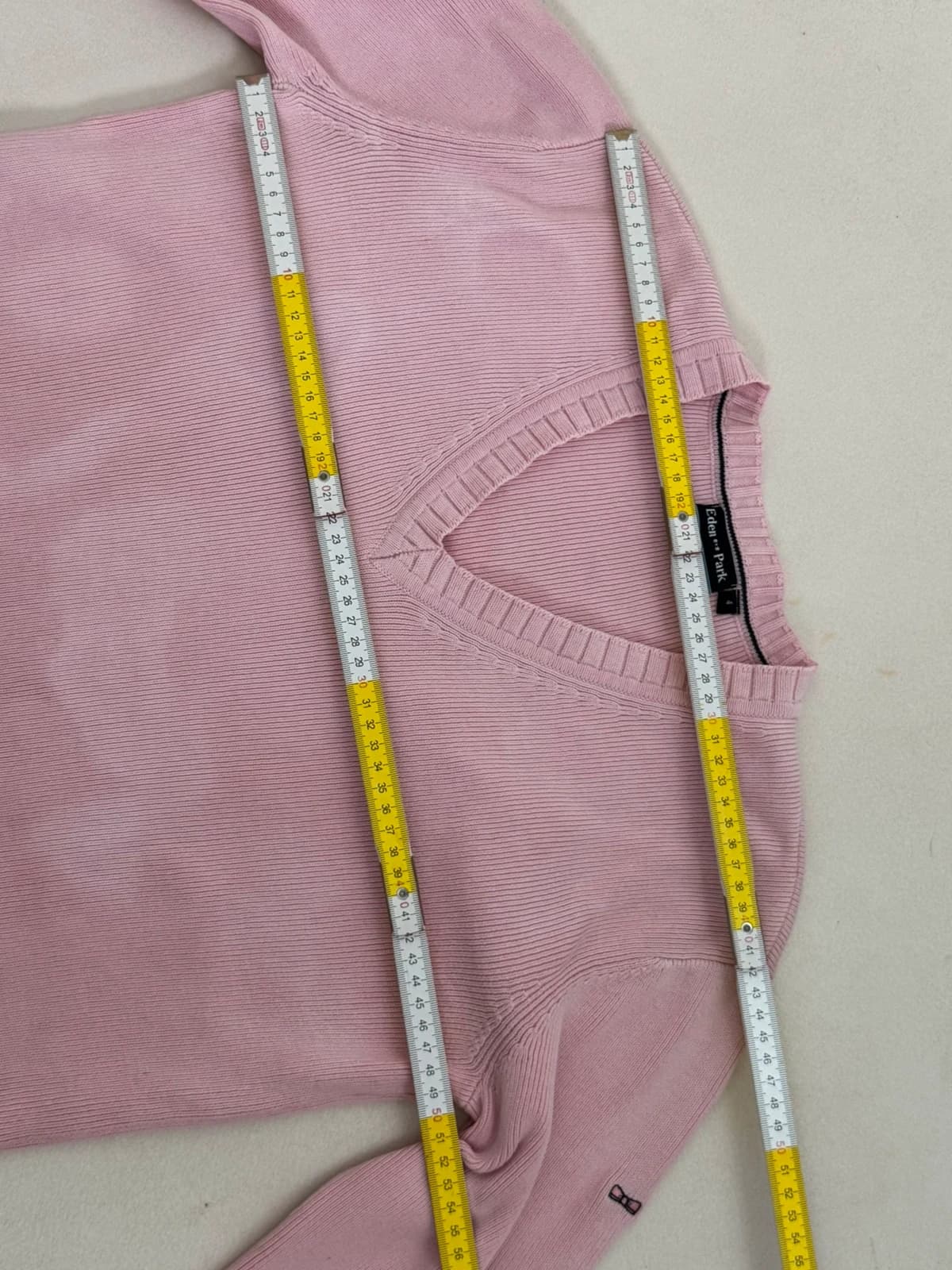 Pull coton Eden Park rose col V taille M - Photo 7/7