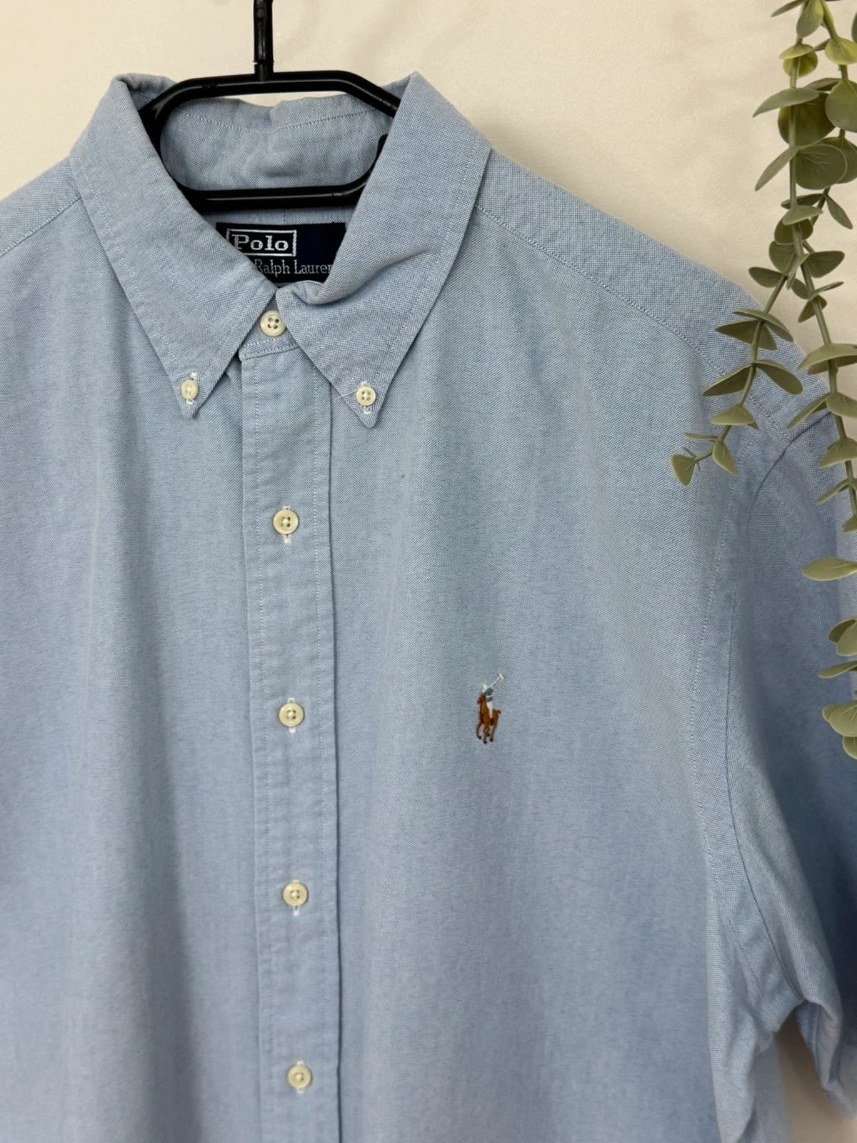 Kurzarmhemd Oxford Polo Ralph Lauren himmelblau, farbiges Logo, Größe L - FP260184 - Foto 3/6