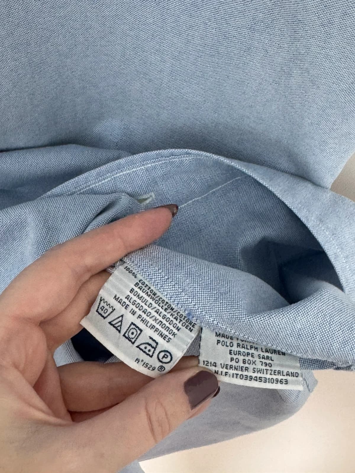 Kurzarmhemd Oxford Polo Ralph Lauren himmelblau, farbiges Logo, Größe L - FP260184 - Foto 5/6