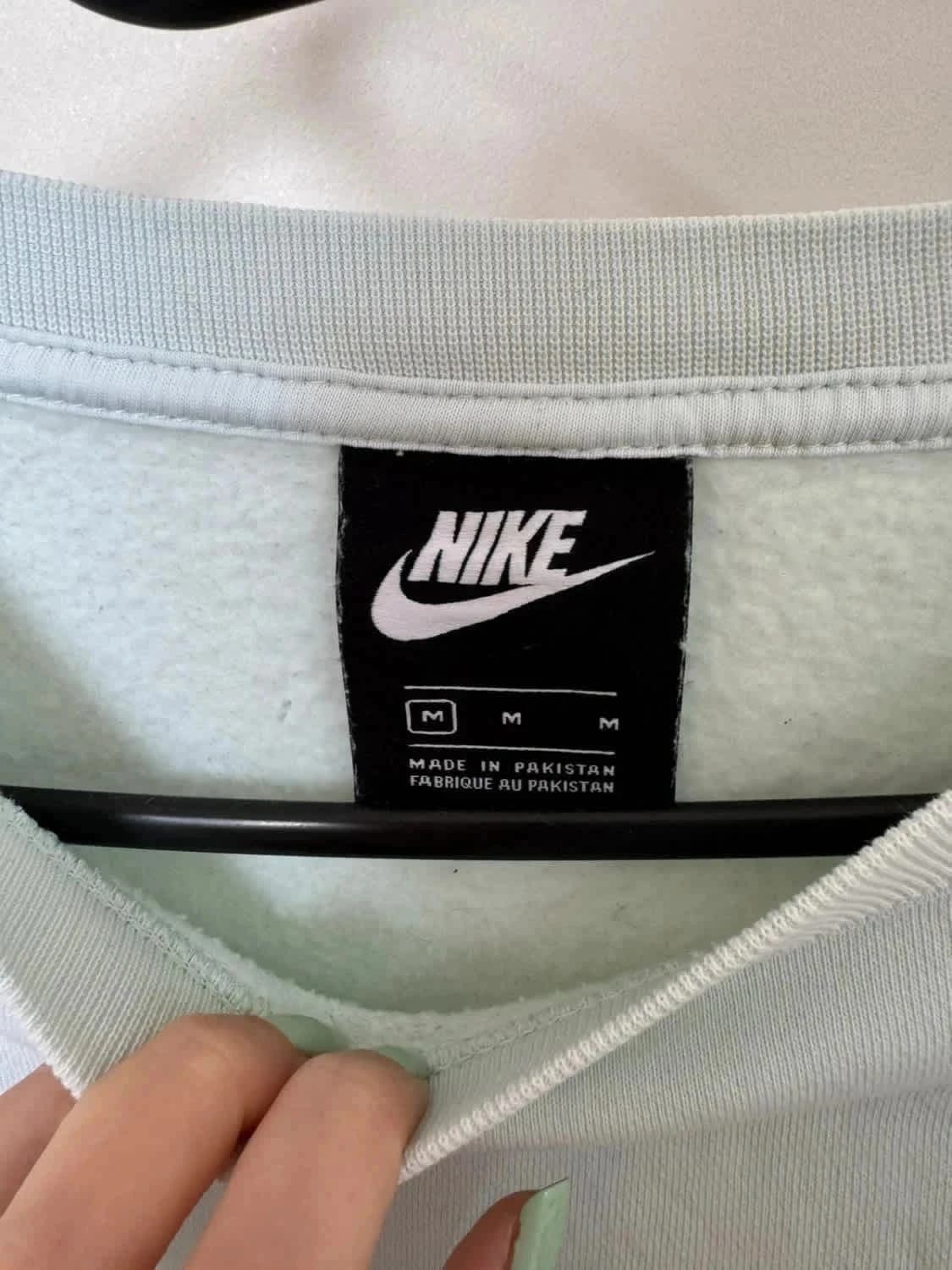 Sweat Nike vert pastel oversize Crop logo brodé swoosh taille M - Photo 4/6