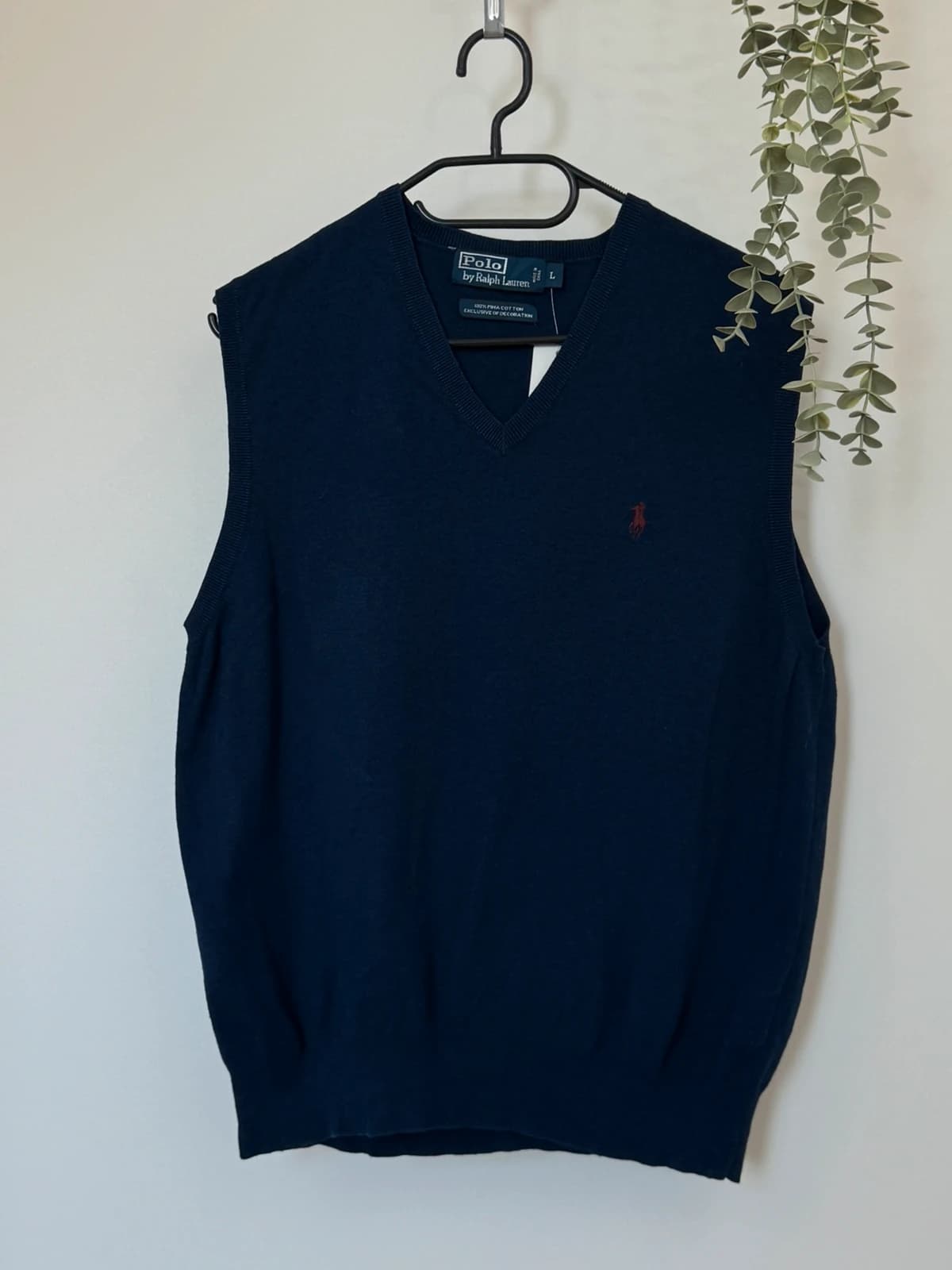 Mouwloze trui Ralph Lauren pima-katoen marineblauw met bordeaux pony-logo, maat L - PP2603400 - Foto 2/7