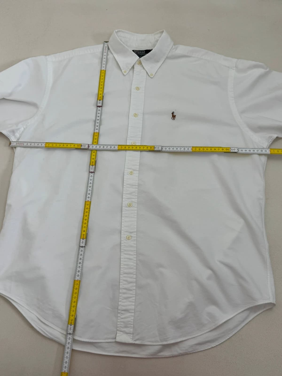 Balti Polo Ralph Lauren oxford trumpomis rankovėmis marškiniai su spalvotu logotipu, dydis XL - FP260189 – nuotrauka 8/8