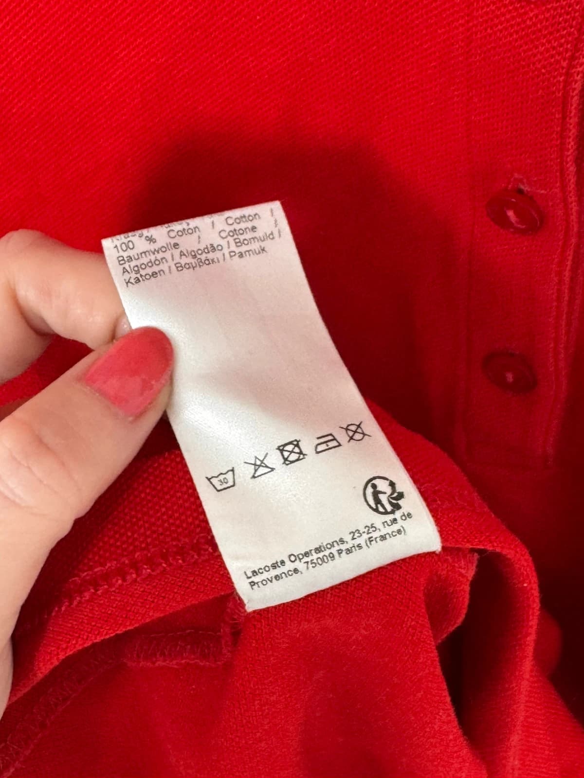 Polo piqué Lacoste rouge logo rouge taille 38/S - FP260238 - Photo 7/8