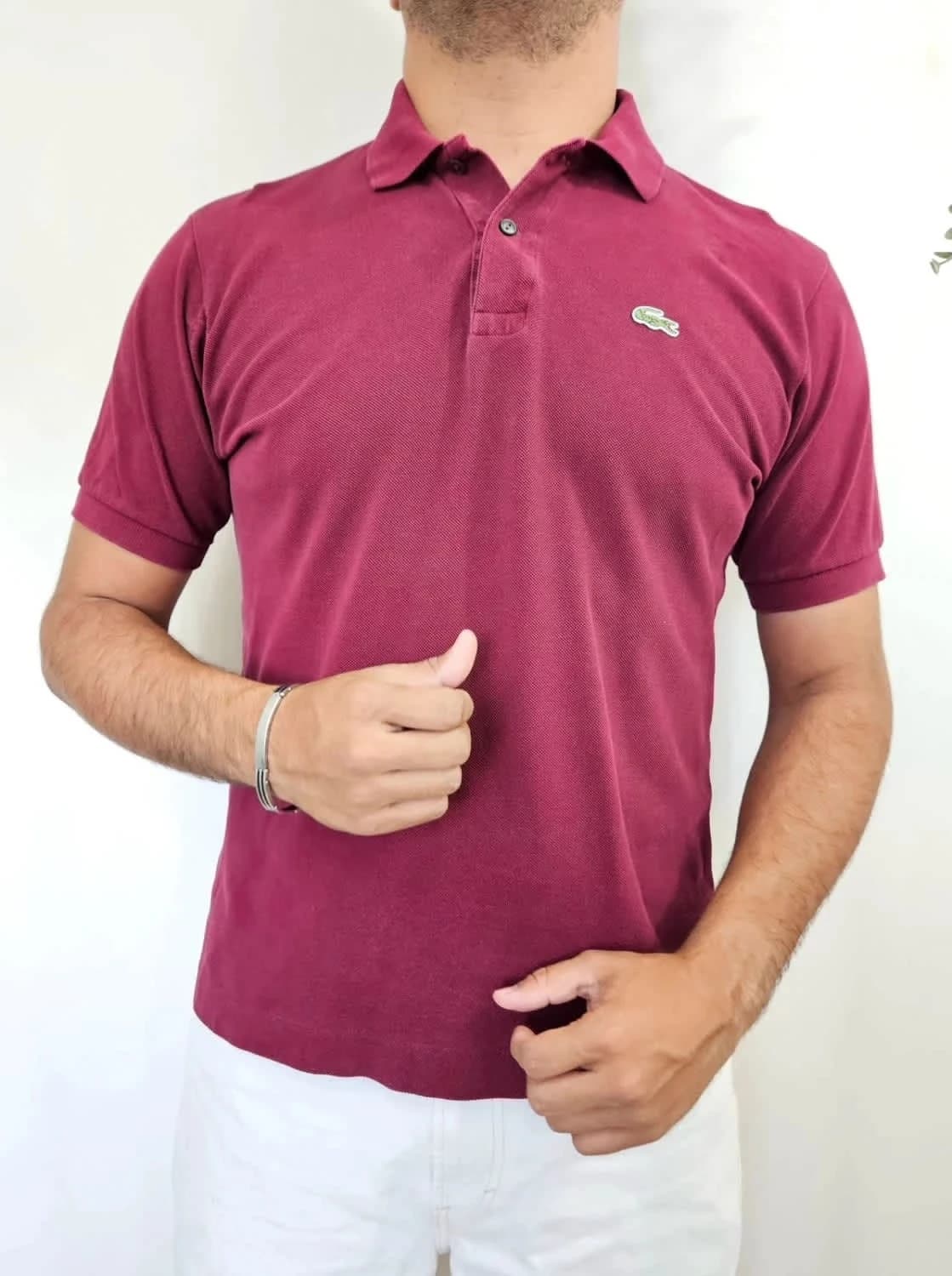 Lacoste bordeauxrode polo 100% katoen Devanlay maat 5/L - Foto 1/7