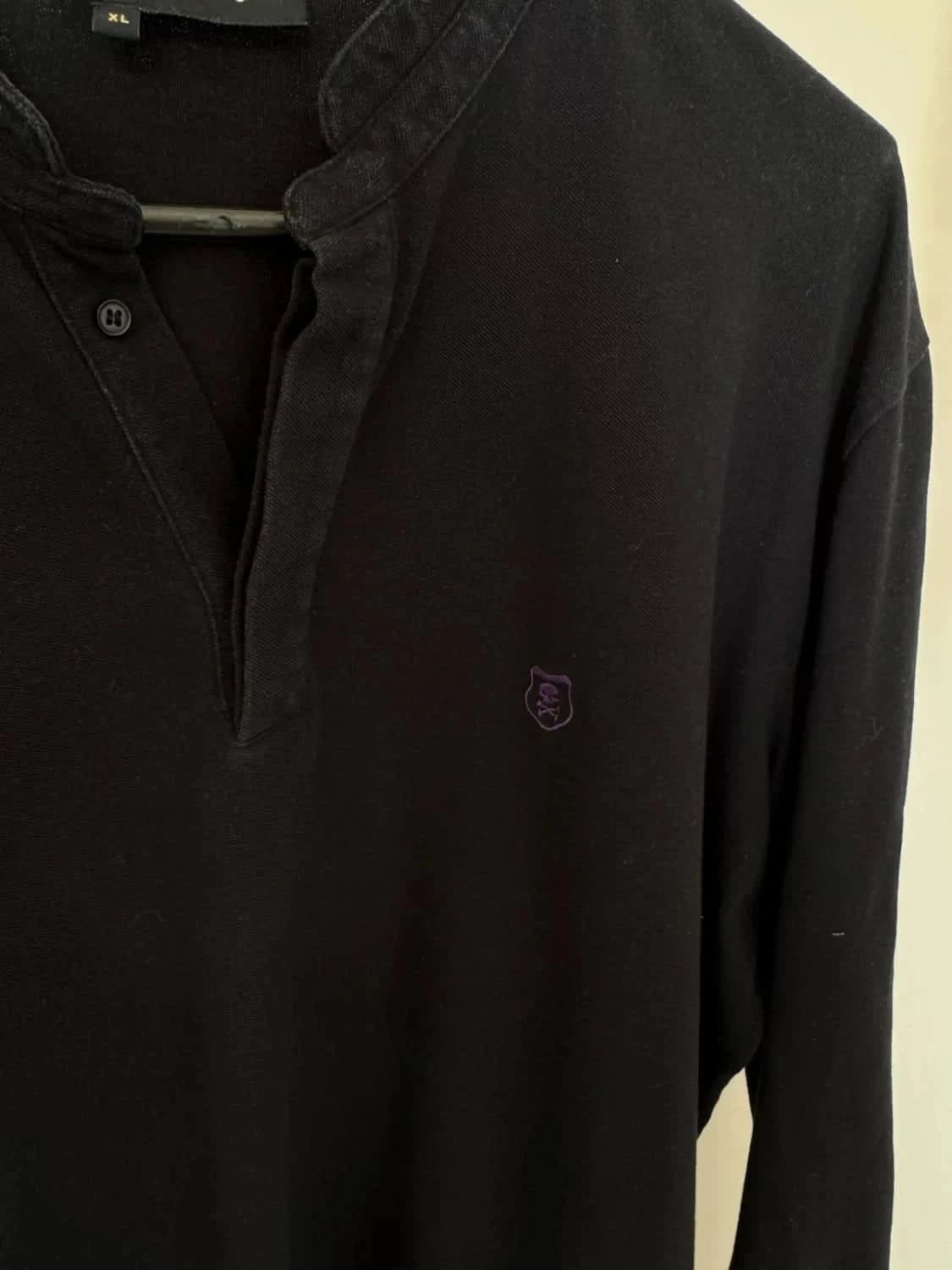 Juodas The Kooples Sport polo su tunisiška apykakle, ilgomis rankovėmis, dydis XL – nuotrauka 4/7