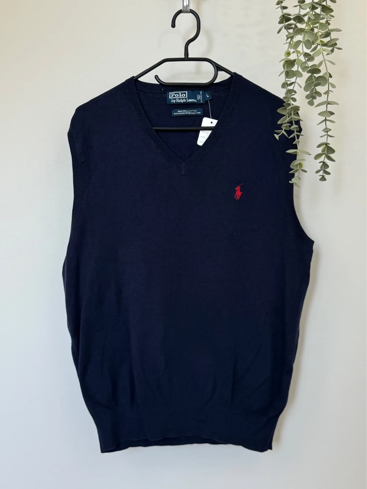 Sweter bez rękawów Ralph Lauren z pima cotton granatowy rozmiar L - PP2603408 - Zdjęcie 2/8