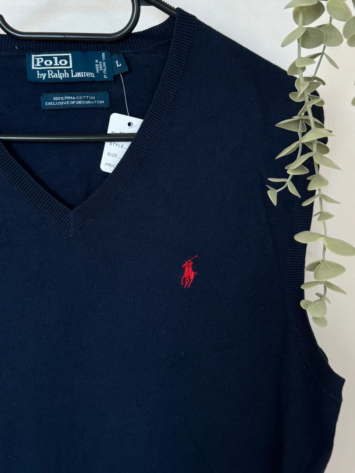 Sweter bez rękawów Ralph Lauren z pima cotton granatowy rozmiar L - PP2603408 - Zdjęcie 3/8