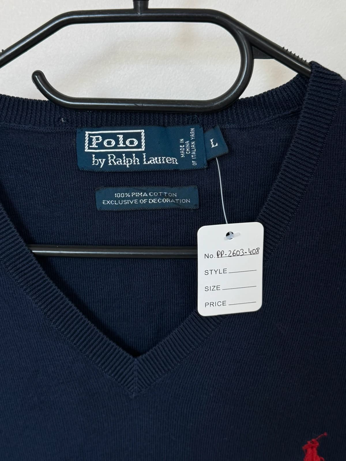 Sweter bez rękawów Ralph Lauren z pima cotton granatowy rozmiar L - PP2603408 - Zdjęcie 4/8