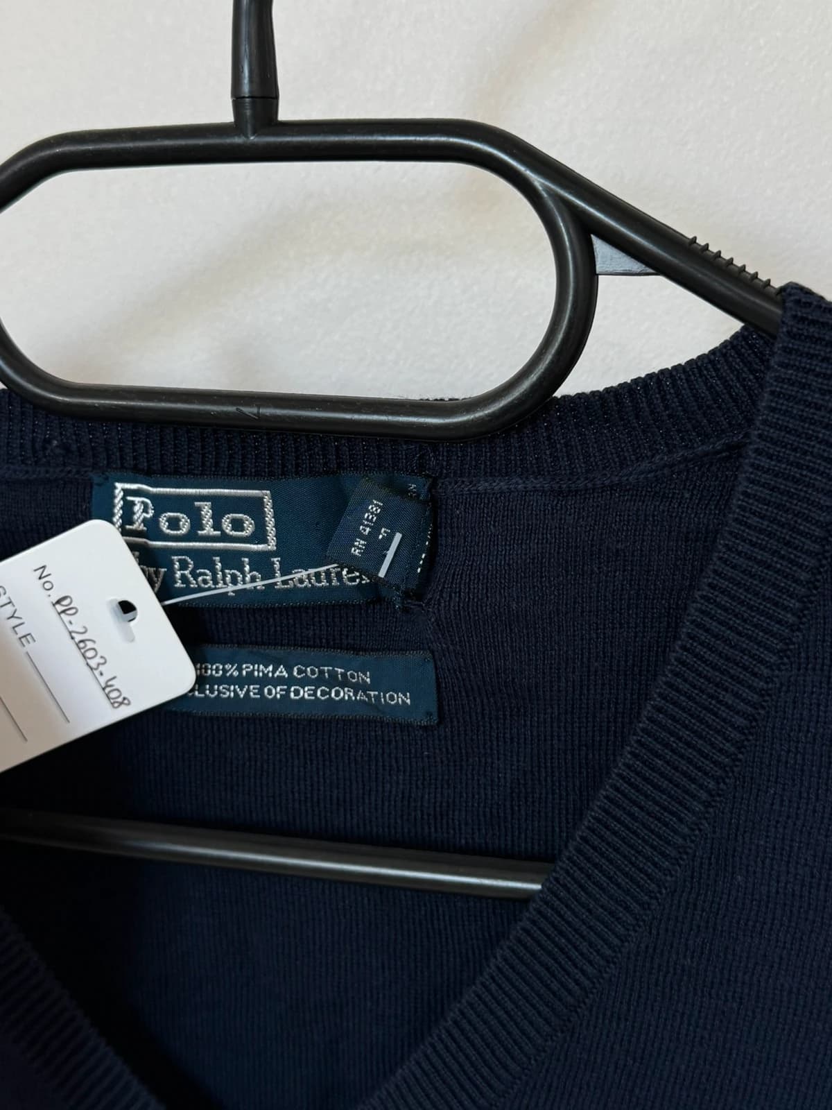 Sweter bez rękawów Ralph Lauren z pima cotton granatowy rozmiar L - PP2603408 - Zdjęcie 5/8