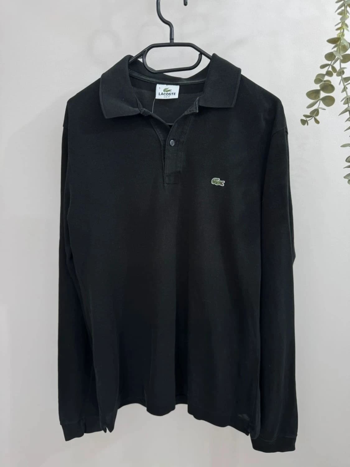 Polo s dlouhým rukávem z bavlny Lacoste černé, slim fit, velikost 5/L - FP251225 – fotka 2/9