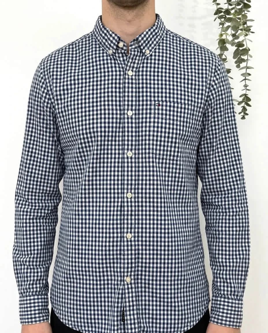 Chemise vichy Tommy Hilfiger bleu marine taille M - FP260156 - Photo 1/8