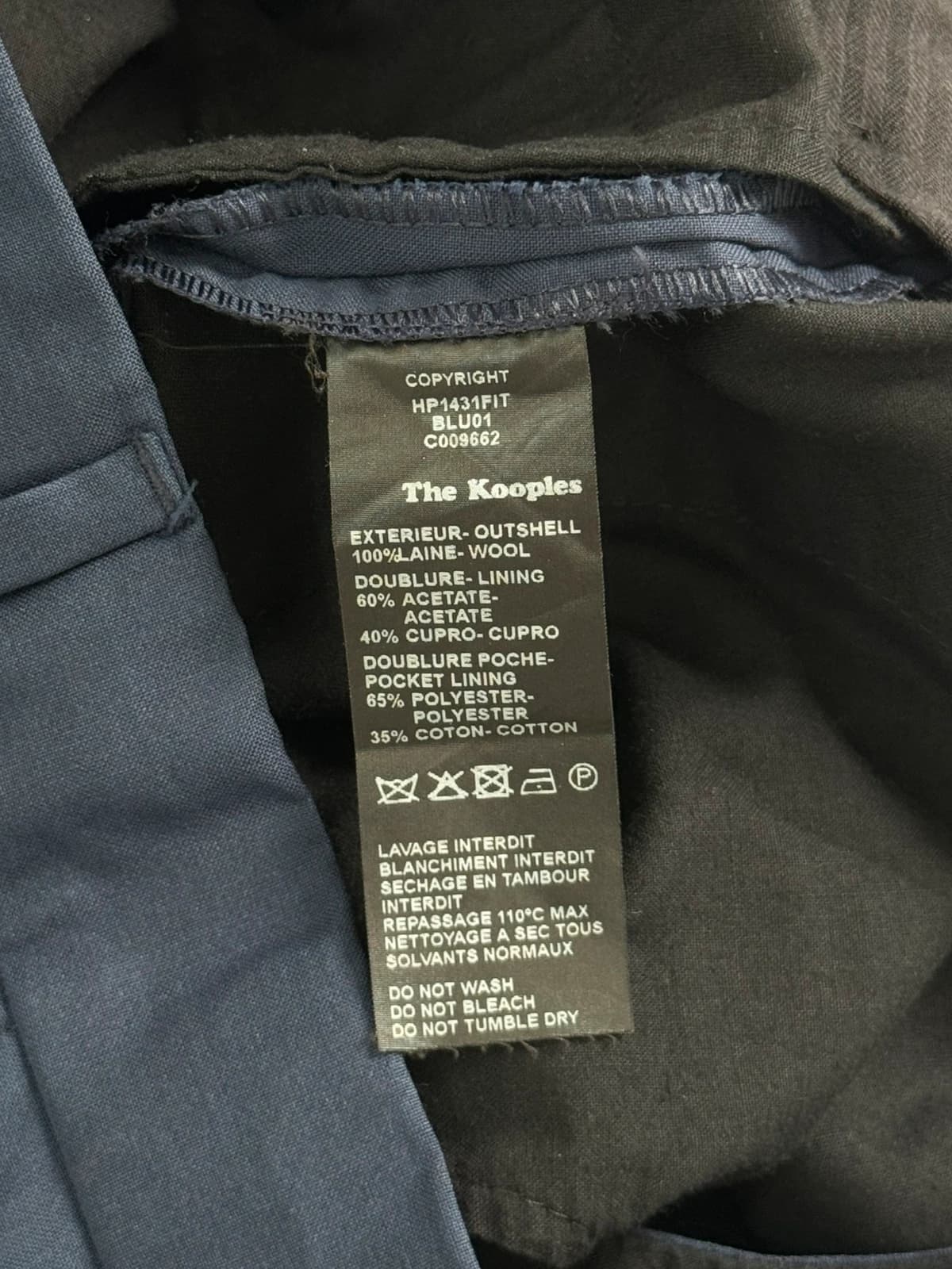 Pantalon tailleur The Kooples bleu marine fitted en laine taille 48/L - Photo 7/9