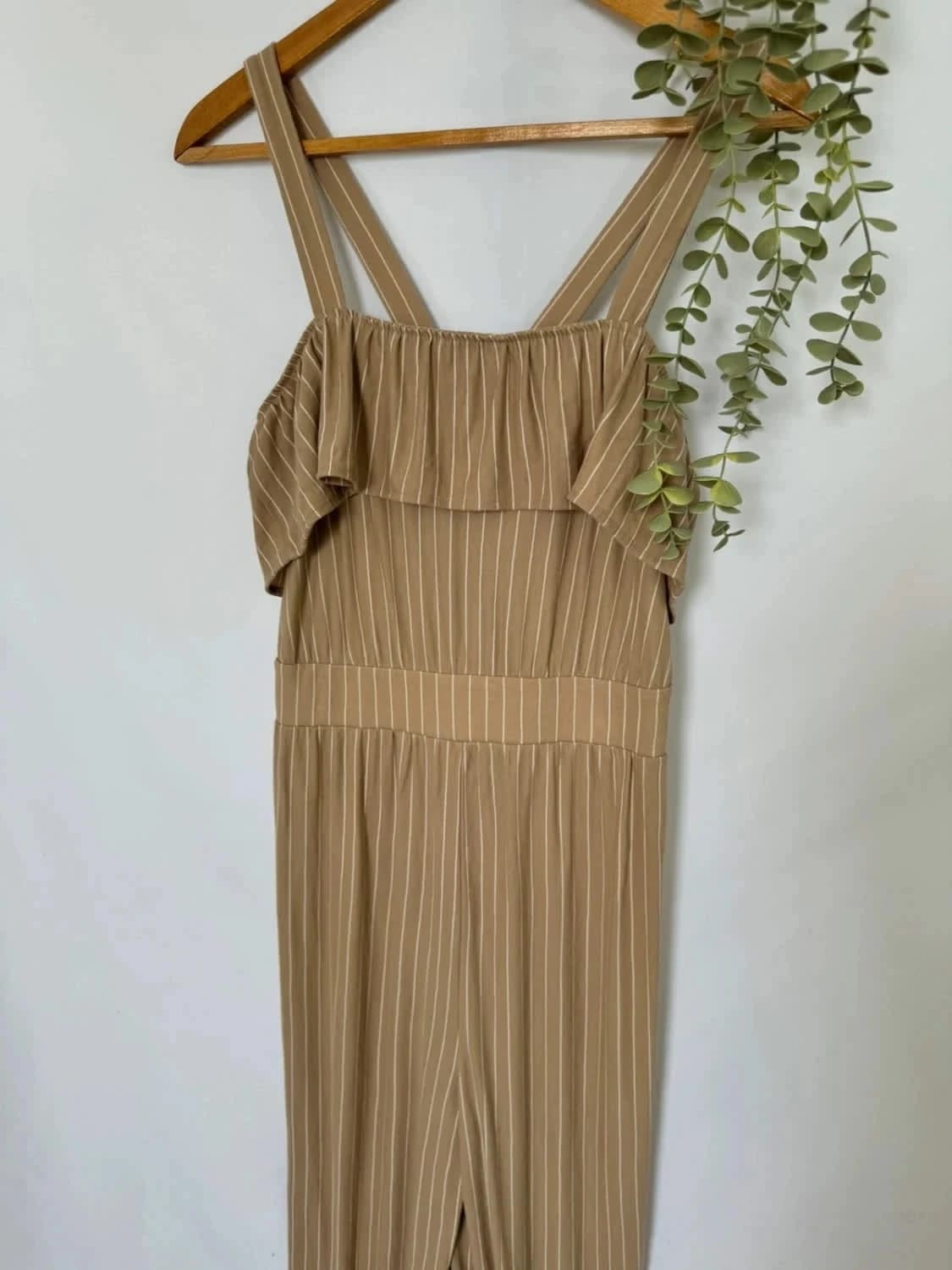 Jumpsuit Mango beige met witte strepen, maat M - Foto 2/6