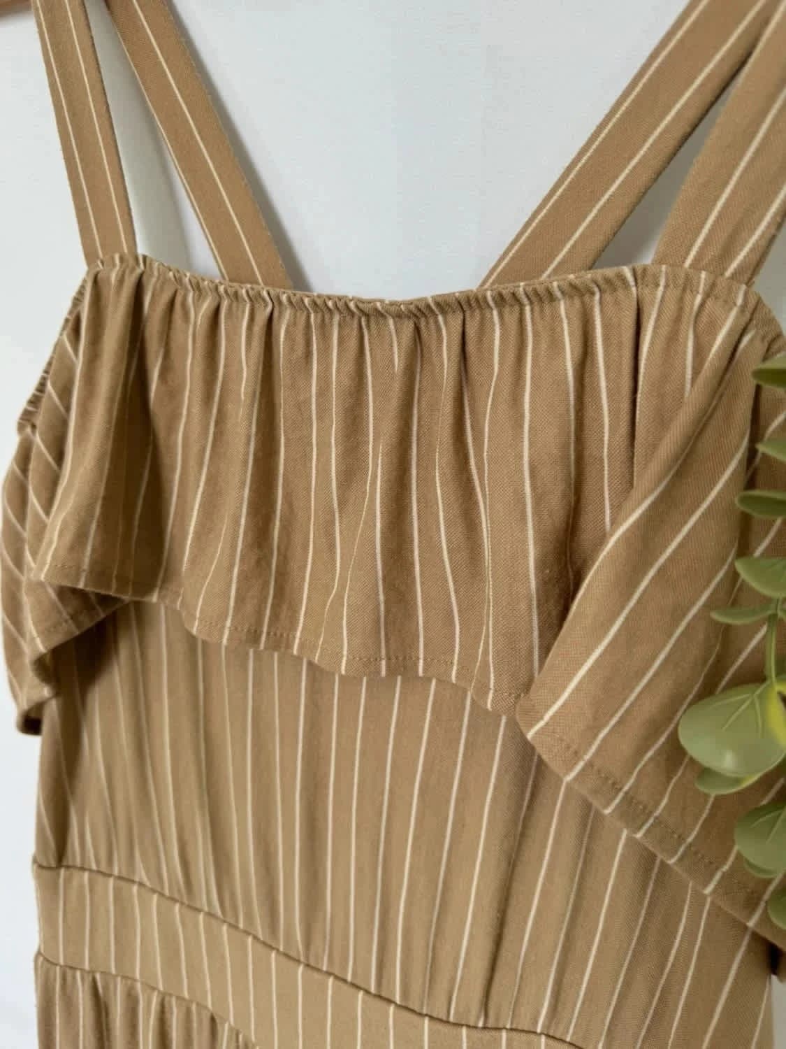 Jumpsuit Mango beige met witte strepen, maat M - Foto 3/6