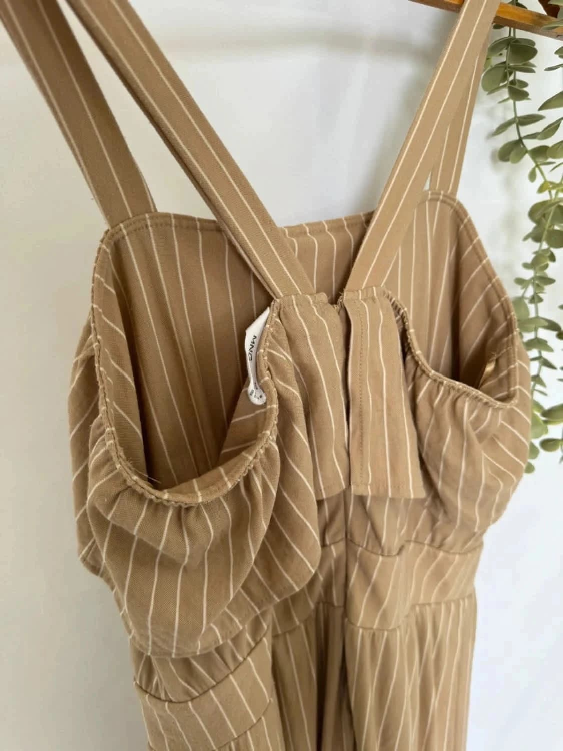 Jumpsuit Mango beige met witte strepen, maat M - Foto 4/6
