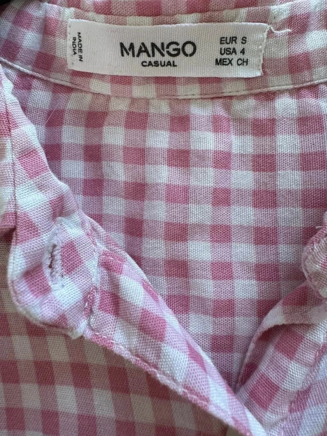 Chemisier à carreaux manches courtes Mango rose vichy taille S - Photo 5/6