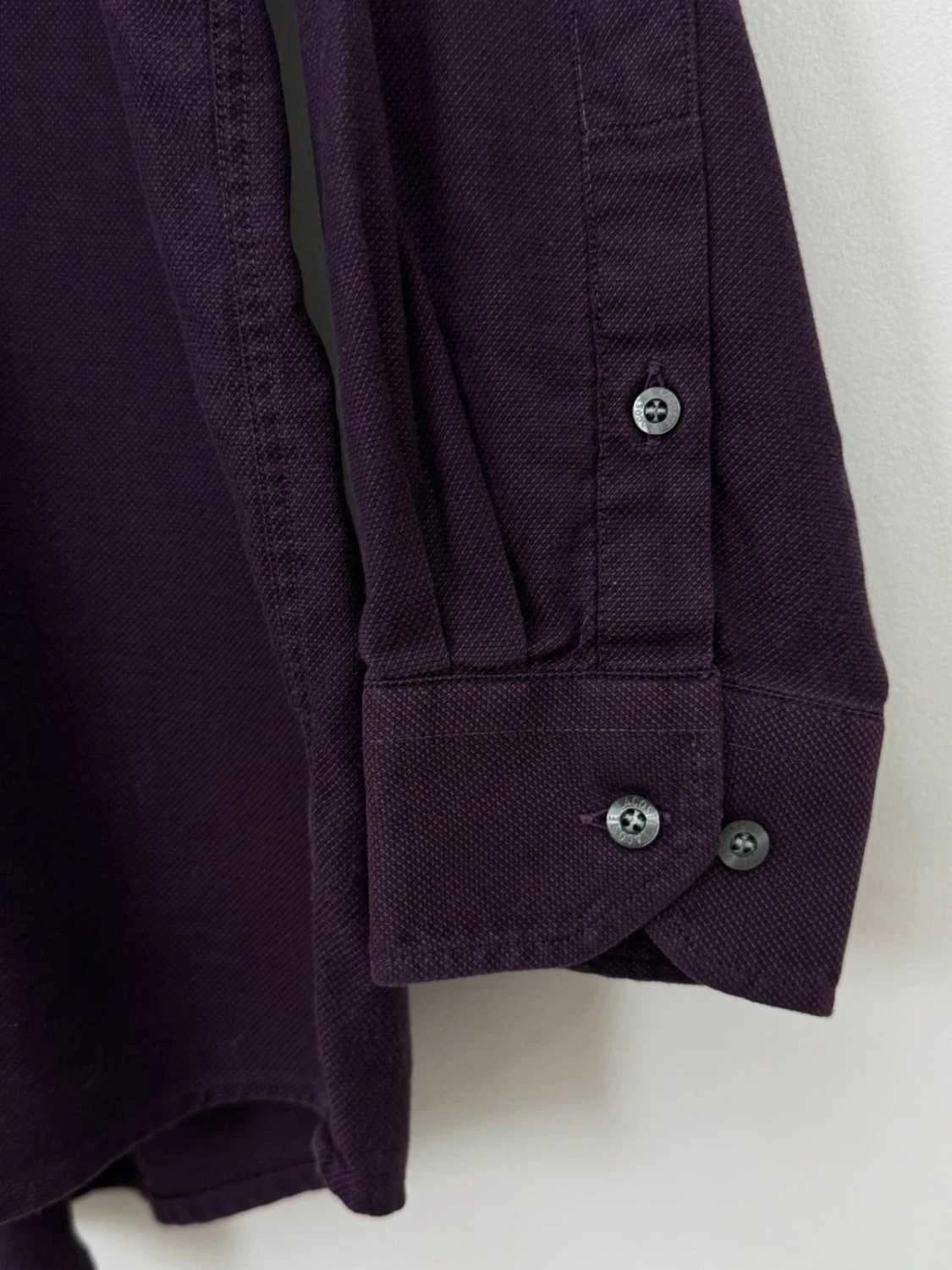 Camisa Lacoste algodão piqué ameixa com colarinho abotoado tamanho 41 - FP-260123 - Foto 6/7