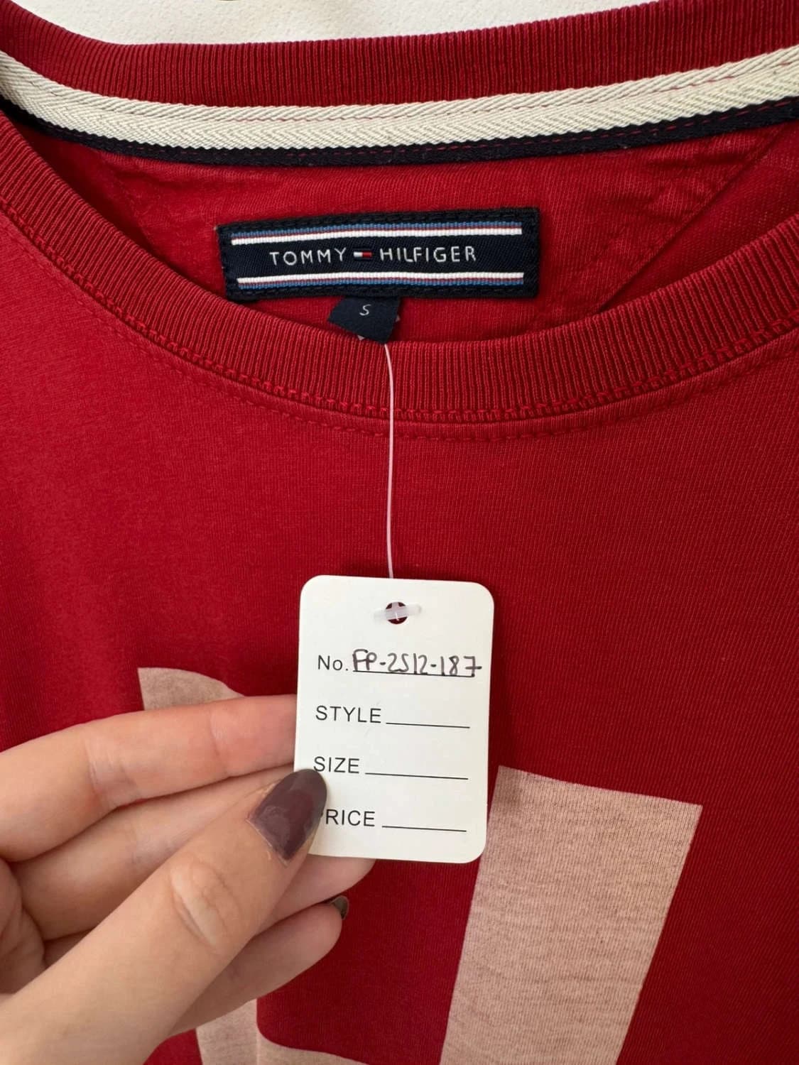 T-shirt coton Tommy Hilfiger rouge logo H taille S - FP2512187 - Photo 3/6