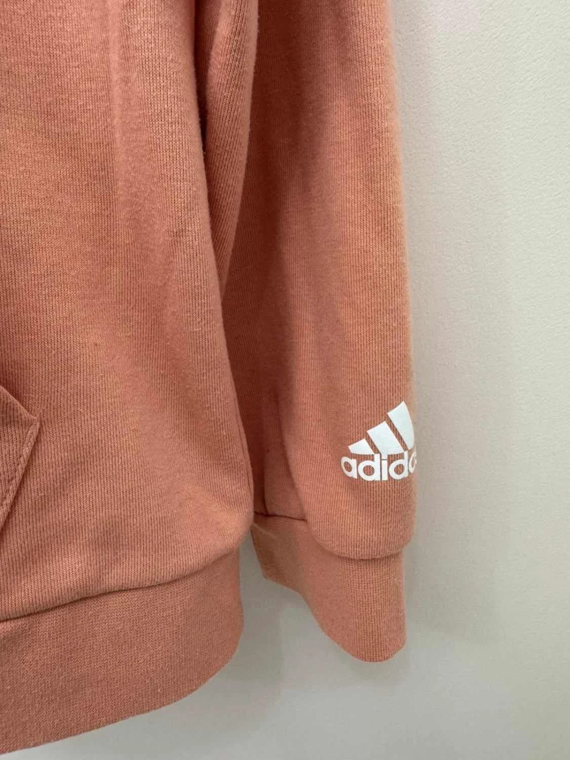 Sweat à capuche hoodie adidas rose pêche saumon logo blanc taille S - FP251295 - Photo 3/7