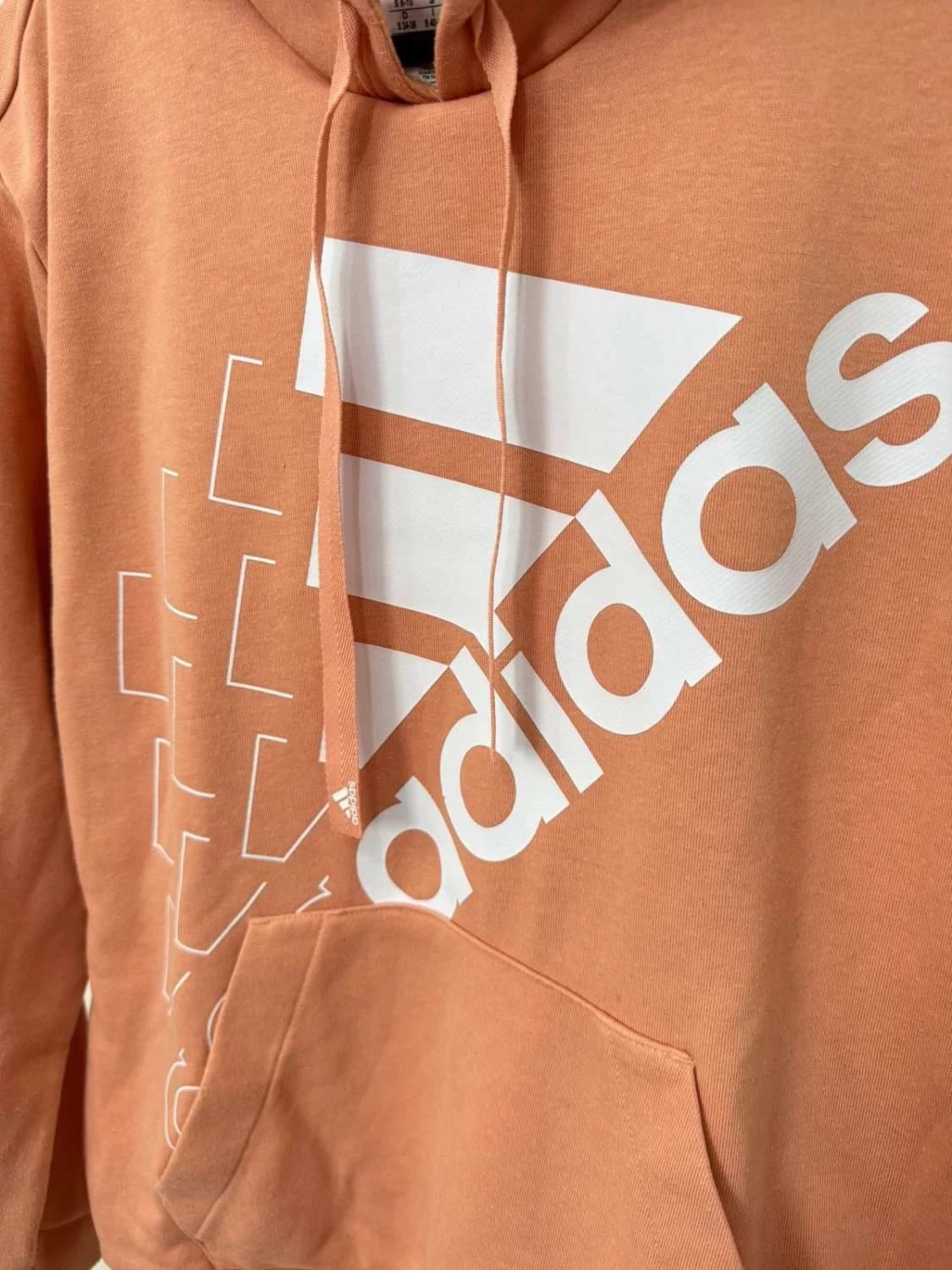 Sweat à capuche hoodie adidas rose pêche saumon logo blanc taille S - FP251295 - Photo 4/7