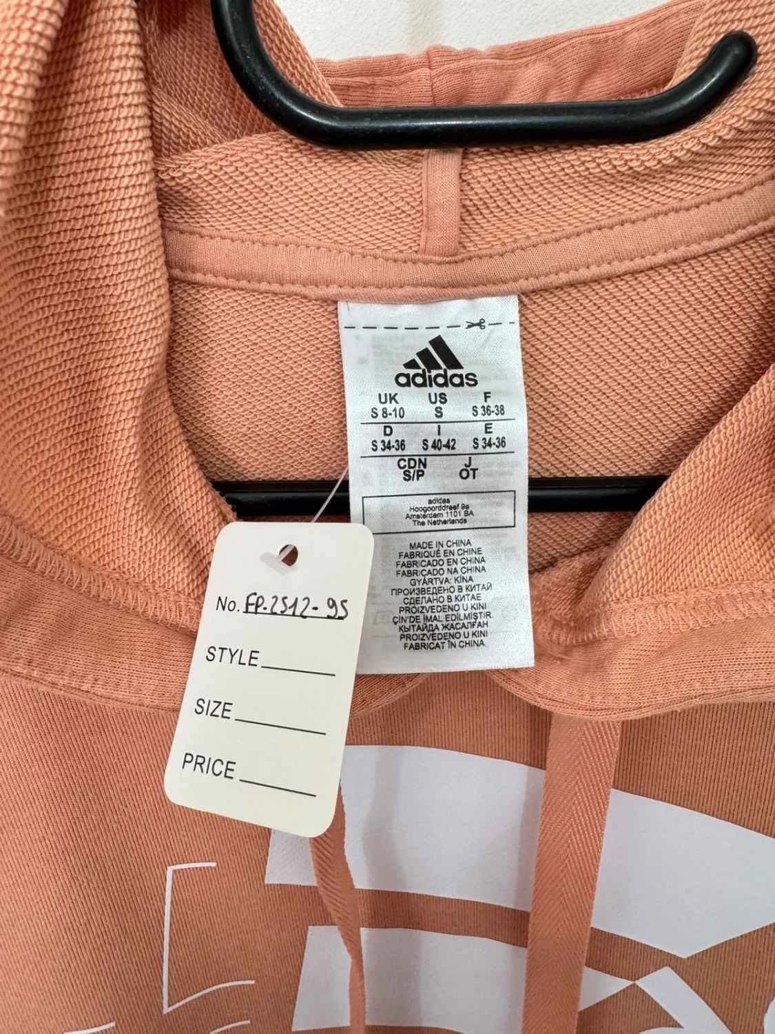 Sweat à capuche hoodie adidas rose pêche saumon logo blanc taille S - FP251295 - Photo 5/7