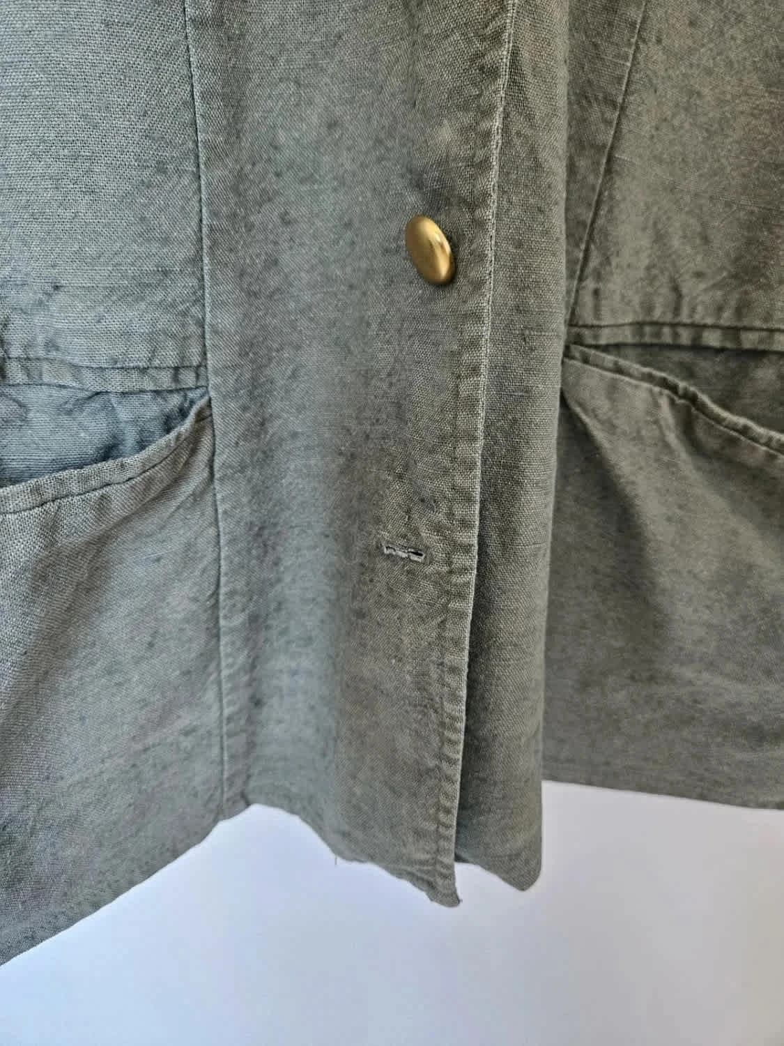 Veste manches courtes kaki vintage boutons dorés fabriquée en France - Photo 5/5