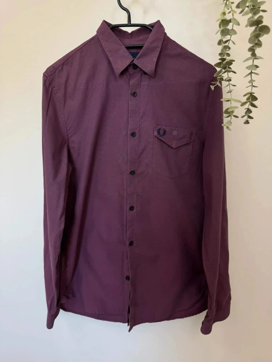 Chemise Fred Perry Homme bordeaux motif texturé 100% coton taille M - Photo 2/9