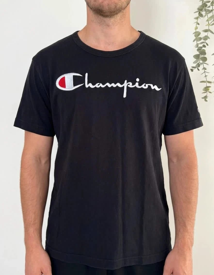 T-shirt coton Champion noir logo brodé taille M - FP2512160 - Photo 1/6