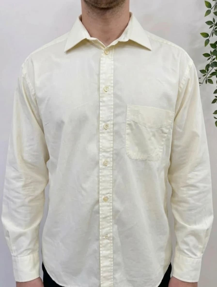 Chemise jaune pastel Pierre Balmain logo brodé taille XL - Photo 1/7