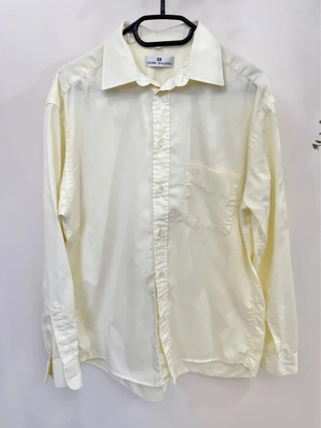 Chemise jaune pastel Pierre Balmain logo brodé taille XL - Photo 3/7