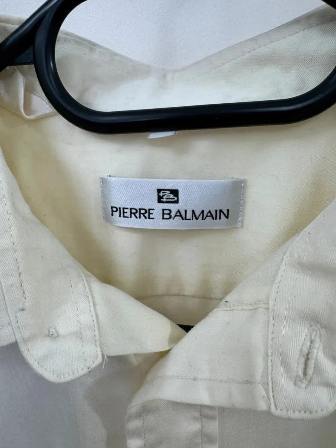 Chemise jaune pastel Pierre Balmain logo brodé taille XL - Photo 5/7