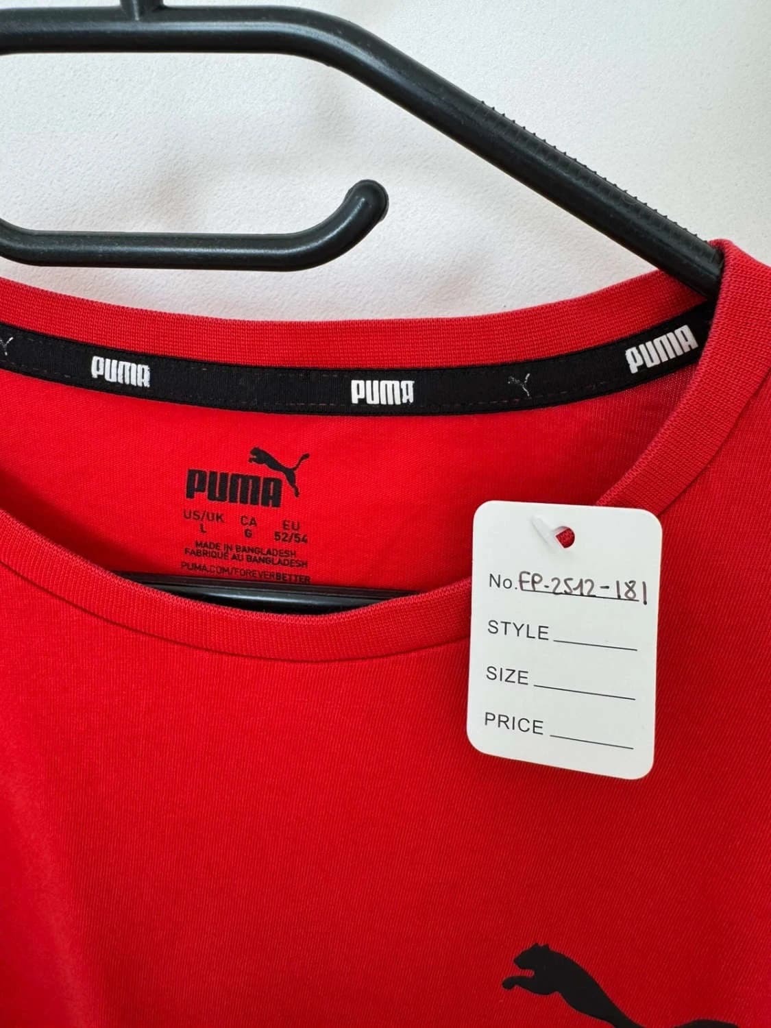 T-shirt coton Puma rouge logo taille L - FP2512181 - Photo 5/7