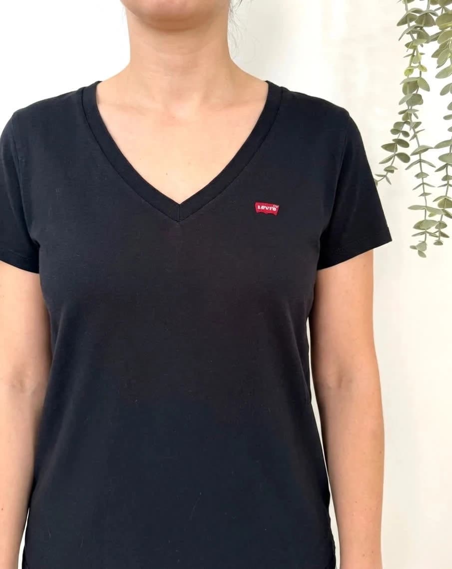 T-shirt col V Levi’s noir coton logo rouge taille M - FP2512129 - Photo 1/4