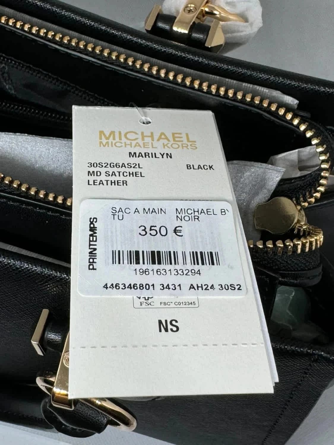 Sac à main noir Marilyn Michael Kors taille moyenne en cuir - Photo 17/20