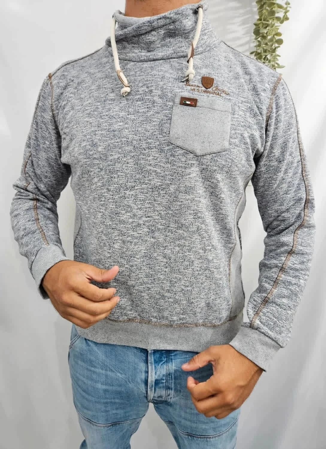 Sweat H.Landers gris chiné avec col montant taille XL - Photo 1/5